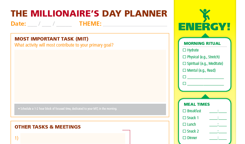 The Millionaire's Day Planner (Free 1-Page Productivity Tool) The Millionaire's Day Planner (Free 1-Page Productivity Tool)